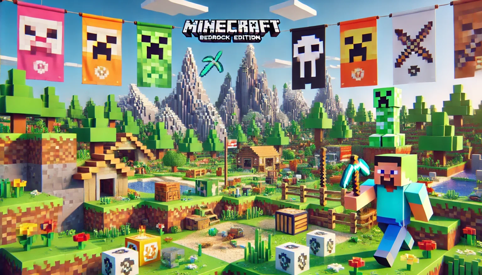 minecraft: bedrock edition (2011) game icons banners